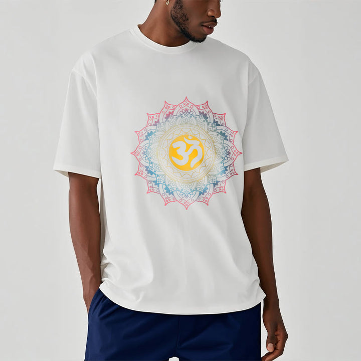 Buddha Stones Color Gradient Mandala OM Pattern Tee T-shirt