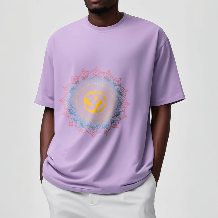 Buddha Stones Color Gradient Mandala OM Pattern Tee T-shirt