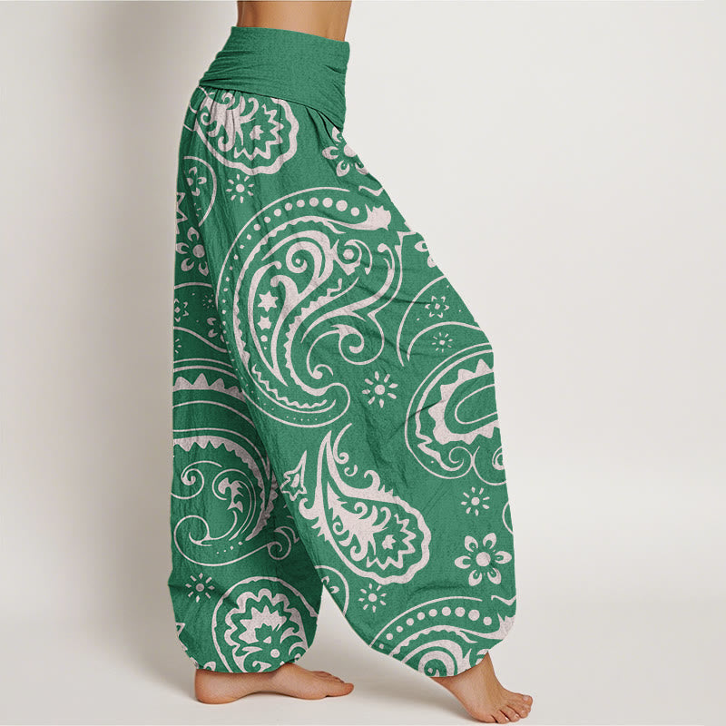 Buddha Stones Casual Elegant Paisley Floral Pattern Women's Elastic Waist Harem Pants - image 9