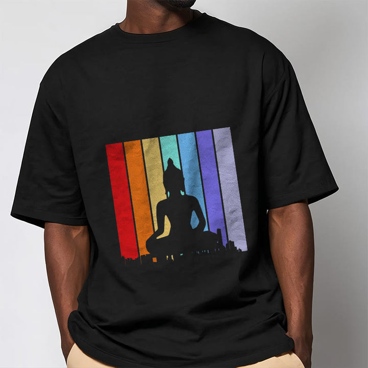 Buddha Stones Meditation Buddha Rainbow Tee T-shirt
