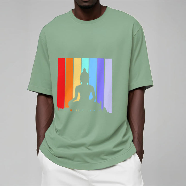 Buddha Stones Meditation Buddha Rainbow Tee T-shirt