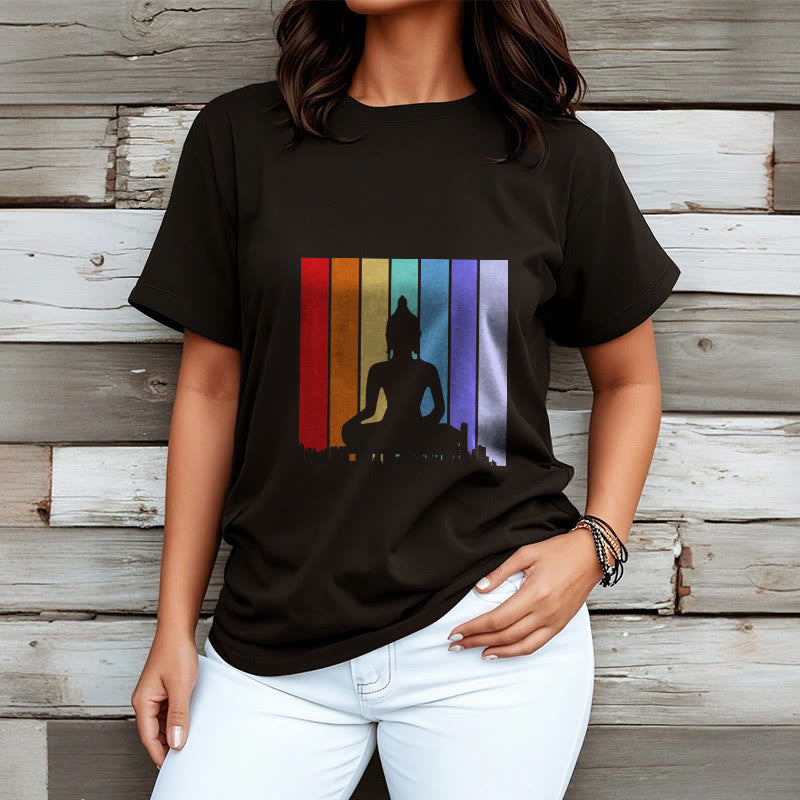 Buddha Stones Meditation Buddha Rainbow Tee T-shirt