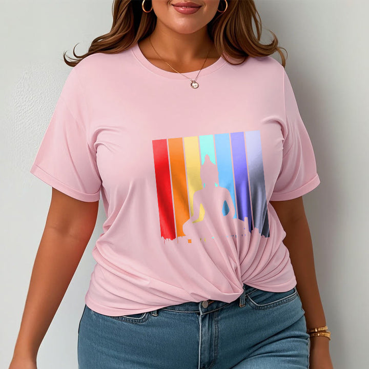 Buddha Stones Meditation Buddha Rainbow Tee T-shirt