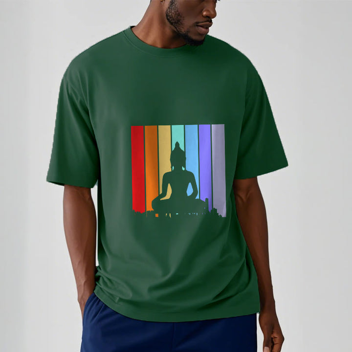 Buddha Stones Meditation Buddha Rainbow Tee T-shirt