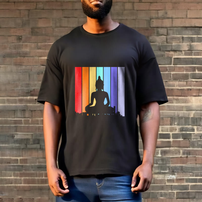 Buddha Stones Meditation Buddha Rainbow Tee T-shirt