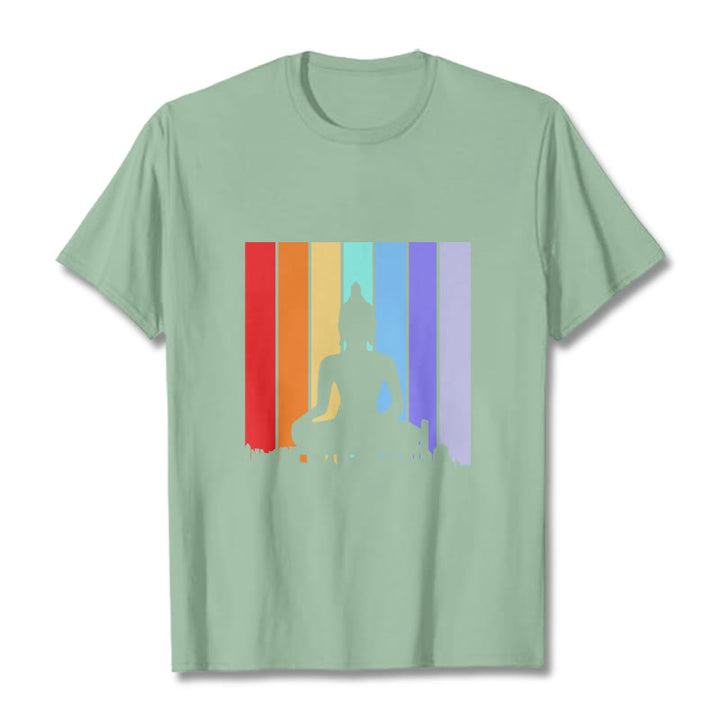 Buddha Stones Meditation Buddha Rainbow Tee T-shirt