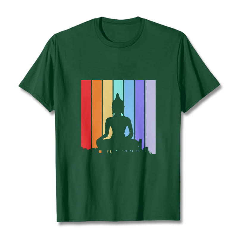 Buddha Stones Meditation Buddha Rainbow Tee T-shirt