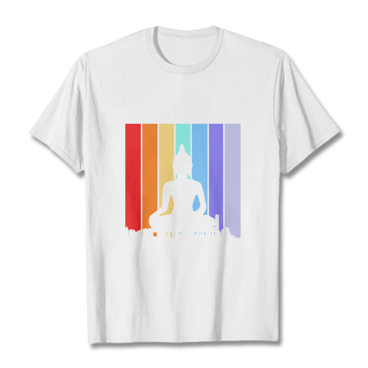 Buddha Stones Meditation Buddha Rainbow Tee T-shirt