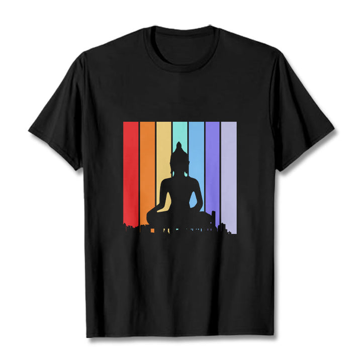 Buddha Stones Meditation Buddha Rainbow Tee T-shirt