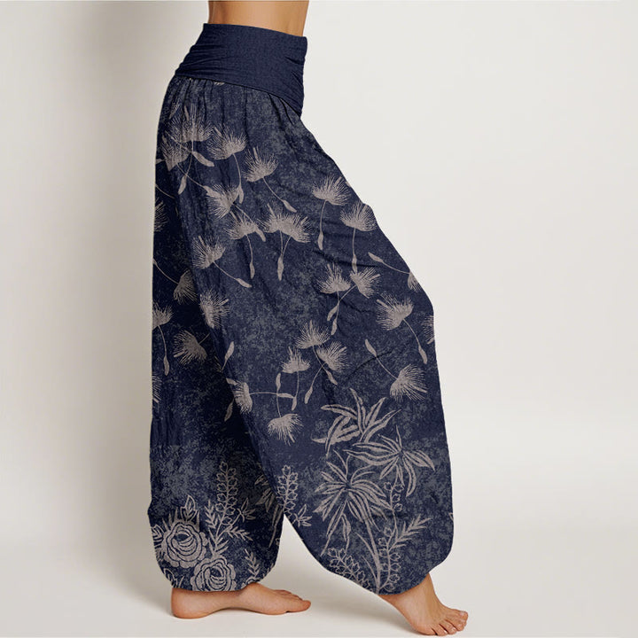 Buddha Stones Casual Plant Dandelion Seed Pattern Women's Elastic Waist Harem Pants - image 2