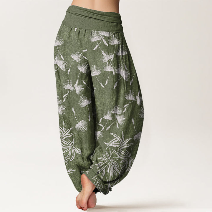 Buddha Stones Casual Plant Dandelion Seed Pattern Women's Elastic Waist Harem Pants - image 7