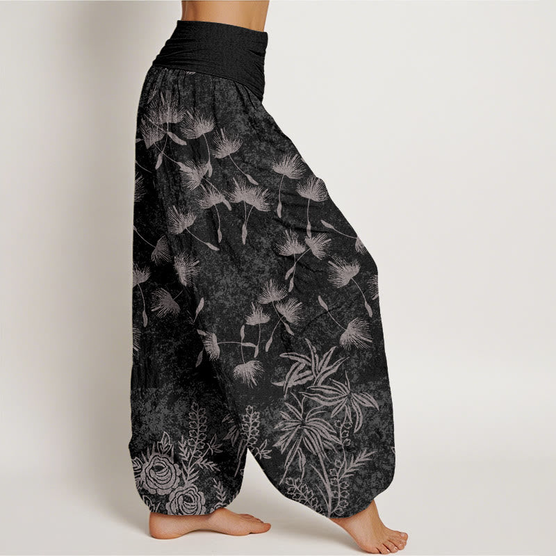 Buddha Stones Casual Plant Dandelion Seed Pattern Women's Elastic Waist Harem Pants - image 9