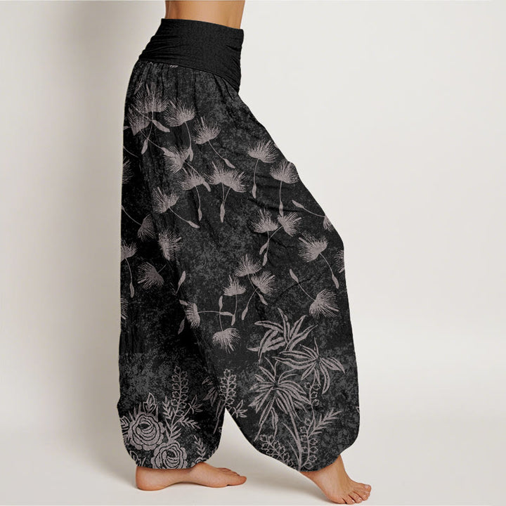 Buddha Stones Casual Plant Dandelion Seed Pattern Women's Elastic Waist Harem Pants - image 9
