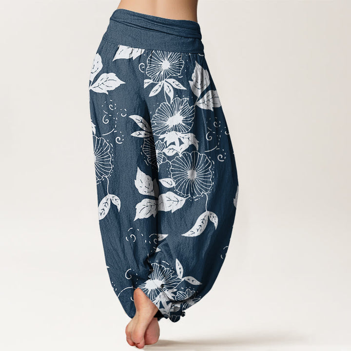 Buddha Stones Casual Vine Flowers Leaves Pattern Women's Elastic Waist Harem Pants - image 10