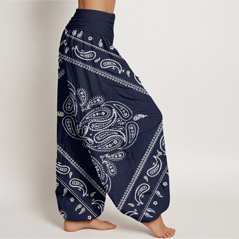 Buddha Stones Casual Floral Leaf Paisley Pattern Women's Elastic Waist Harem Pants - image 9