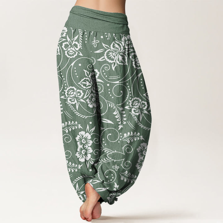 Buddha Stones Casual Floral Swirling Vines Pattern Women's Elastic Waist Harem Pants - image 7