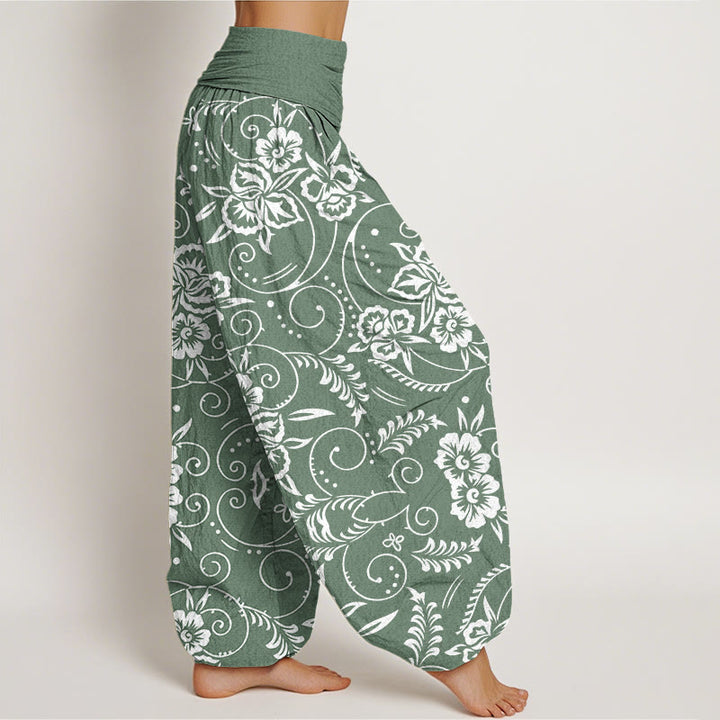 Buddha Stones Casual Floral Swirling Vines Pattern Women's Elastic Waist Harem Pants - image 6