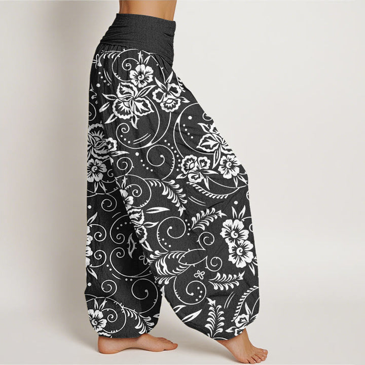 Buddha Stones Casual Floral Swirling Vines Pattern Women's Elastic Waist Harem Pants - image 9