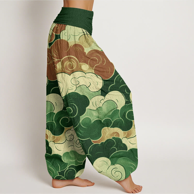 Buddha Stones Casual Auspicious Clouds Pattern Women's Elastic Waist Harem Pants - image 9