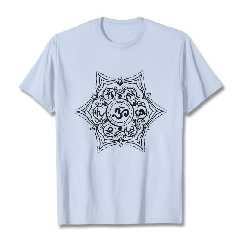 Buddha Stones Mandala Om Mani Padme Hum Tee T-shirt - LightCyan - 2XL - image 19
