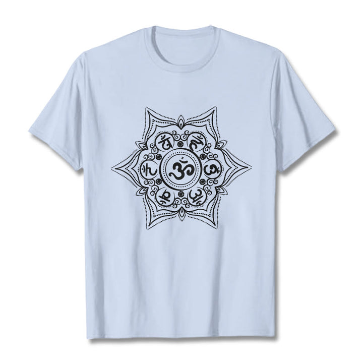 Buddha Stones Mandala Om Mani Padme Hum Tee T-shirt - LightCyan - 2XL - image 19
