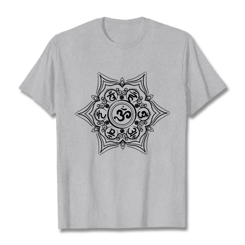 Buddha Stones Mandala Om Mani Padme Hum Tee T-shirt - LightGrey - 2XL - image 20