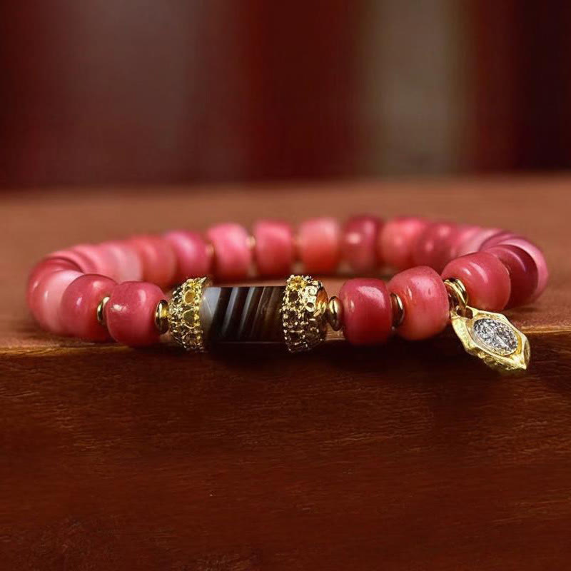 Buddha Stones Tibetan Camel Bone Copper Red Agate Luck Bracelet