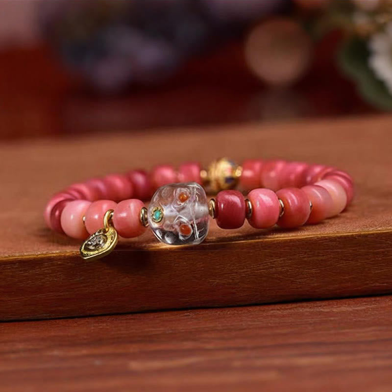 Buddha Stones Tibetan Camel Bone Copper Red Agate Luck Bracelet