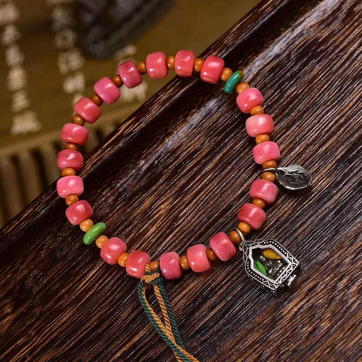 Buddha Stones Tibetan Camel Bone Copper Red Agate Luck Bracelet