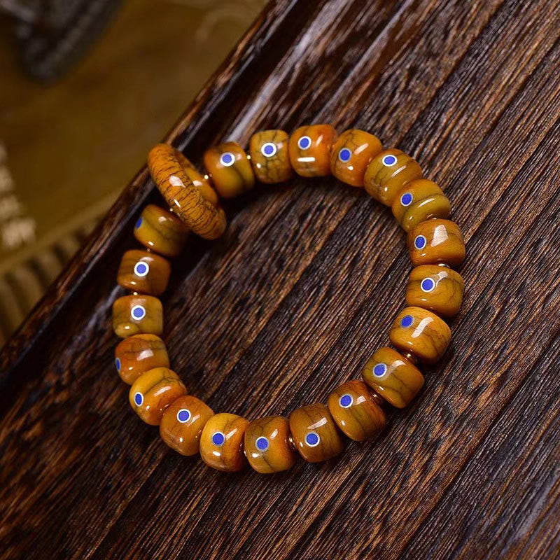Buddha Stones Vintage Tibetan Bone Beads Lazurite Lapis Lazuli Balance Braided Rope Bracelet - image 1