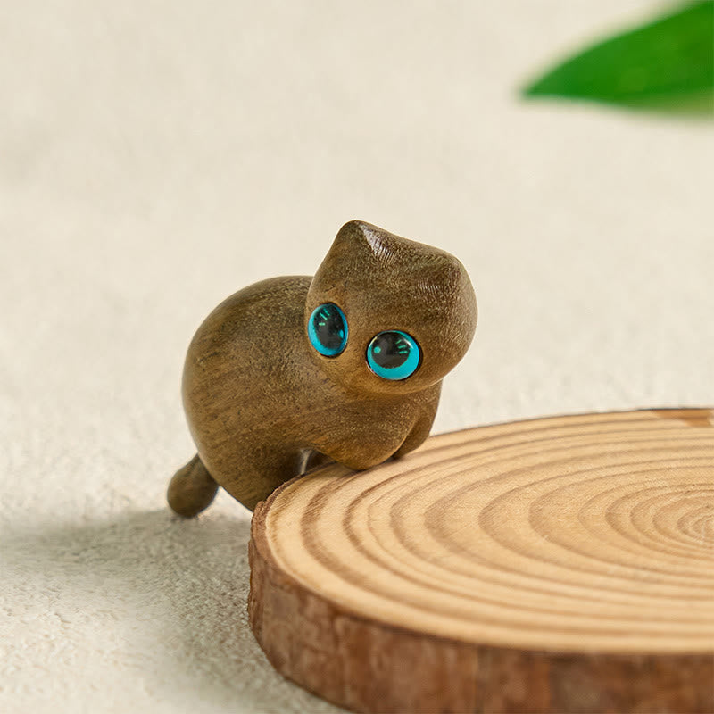 Buddha Stones Mini Cute Stretching Cat Carved Soothing Desk Decoration - image 3