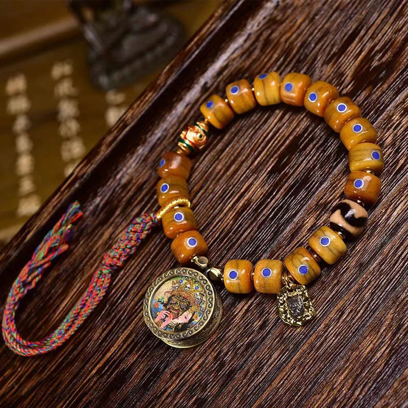 Buddha Stones Vintage Tibetan Bone Beads Braided Rope Positive Balance Bracelet
