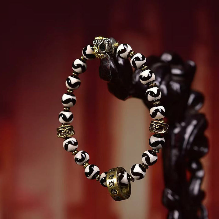 Buddha Stones Vintage Tibetan Dzi Bead Om Mani Padme Hum Blessings Bracelet
