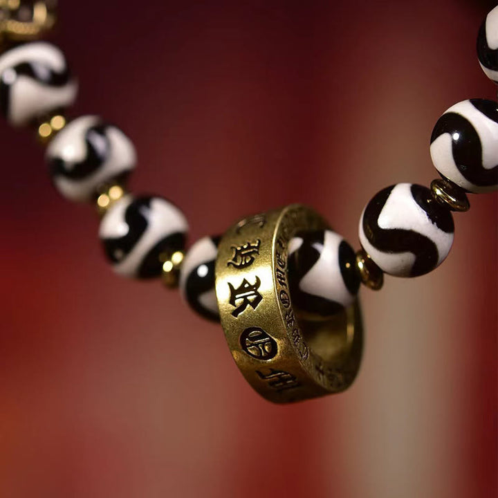 Buddha Stones Vintage Tibetan Dzi Bead Om Mani Padme Hum Blessings Bracelet