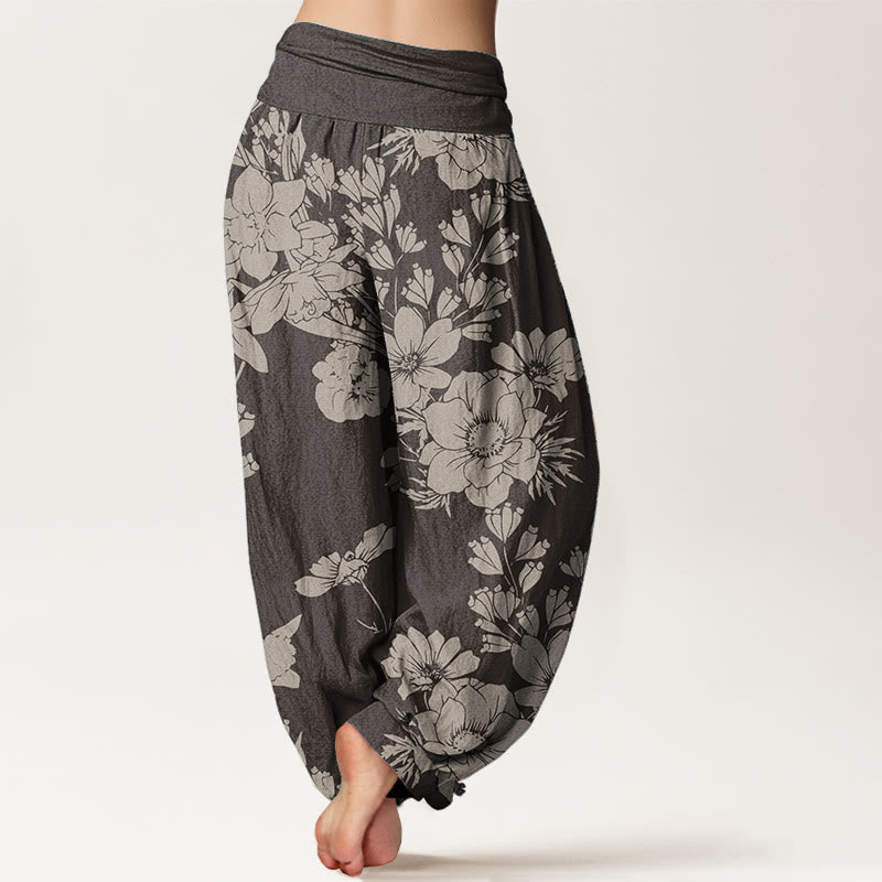 Buddha Stones Pure Cotton Casual Peony Leaves Women's Elastic Waist Harem Pants - image 7