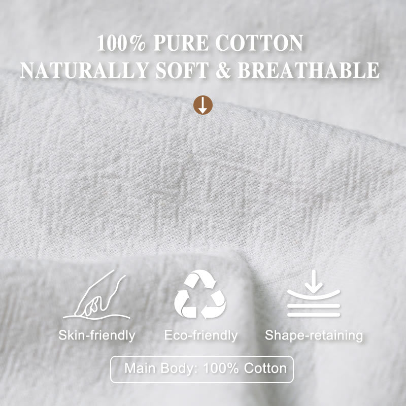 Buddha Stones Pure Cotton White Auspicious Clouds Birds Tree Pattern Women's Elastic Waist Harem Pants