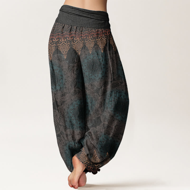 Buddha Stones Pure Cotton Triangular Mandala Patterns Women's Elastic Waist Harem Pants - image 19