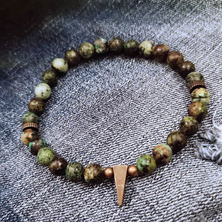 Buddha Stones Vintage Distressed Design Turquoise Copper Balance Bracelet