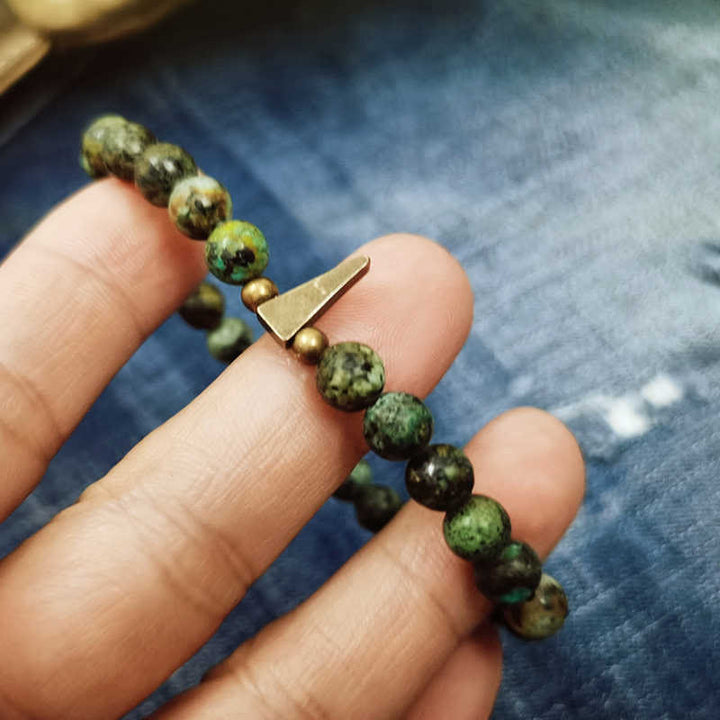 Buddha Stones Vintage Distressed Design Turquoise Copper Balance Bracelet