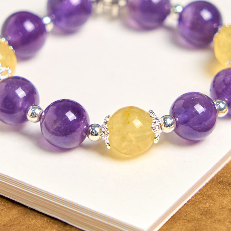 Buddha Stones Natural Amethyst Citrine Positive Key Chain Bag Hanging Decoration