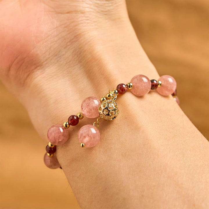 Buddha Stones Natural Strawberry Quartz Garnet Healing Bracelet