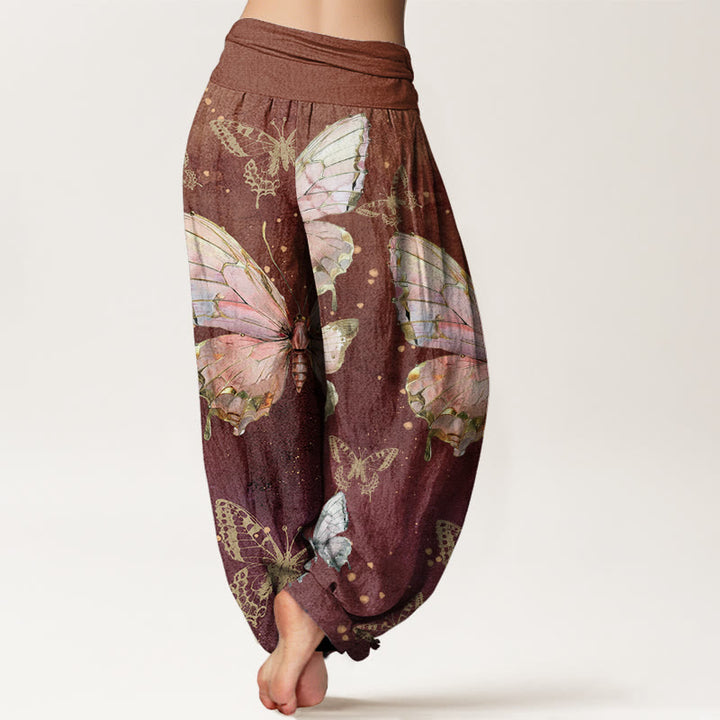 Buddha Stones Vintage Butterfly Pattern Women's Elastic Waist Harem Pants - image 6