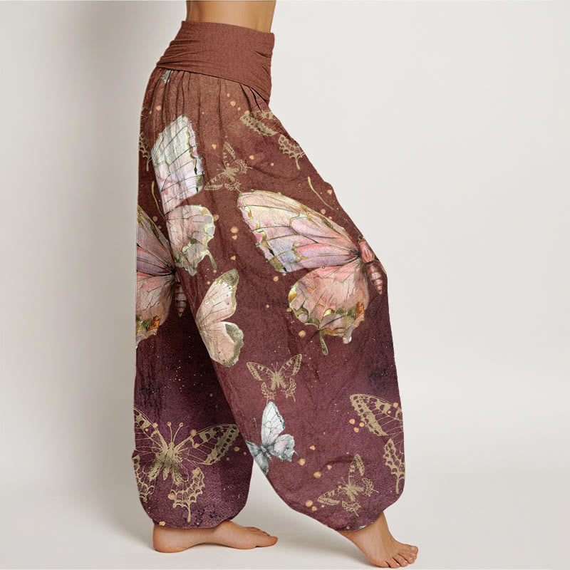 Buddha Stones Vintage Butterfly Pattern Women's Elastic Waist Harem Pants - image 7