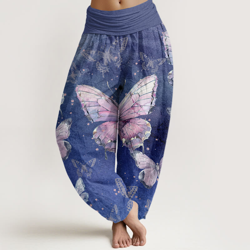 Buddha Stones Vintage Butterfly Pattern Women's Elastic Waist Harem Pants - SlateBlue - US22，UK/AU26，EU54 (6XL) - image 8