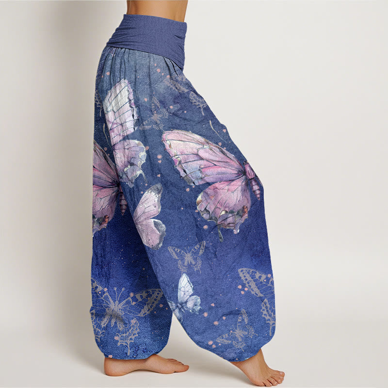 Buddha Stones Vintage Butterfly Pattern Women's Elastic Waist Harem Pants - image 10