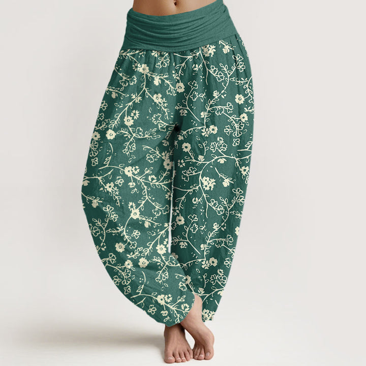 Buddha Stones Flower Branch Pattern Simple Design Women's Elastic Waist Harem Pants - SeaGreen - US22，UK/AU26，EU54 (6XL) - image 1