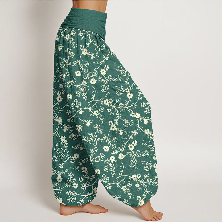 Buddha Stones Flower Branch Pattern Simple Design Women's Elastic Waist Harem Pants - image 3