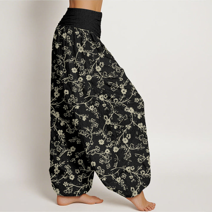 Buddha Stones Flower Branch Pattern Simple Design Women's Elastic Waist Harem Pants - image 7