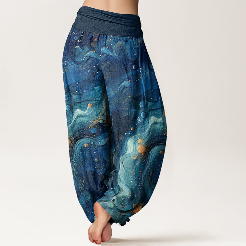 Buddha Stones Oceanic Golde Star Pattern Women's Elastic Waist Harem Pants - image 2