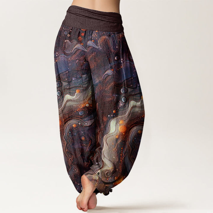 Buddha Stones Oceanic Golde Star Pattern Women's Elastic Waist Harem Pants - image 6